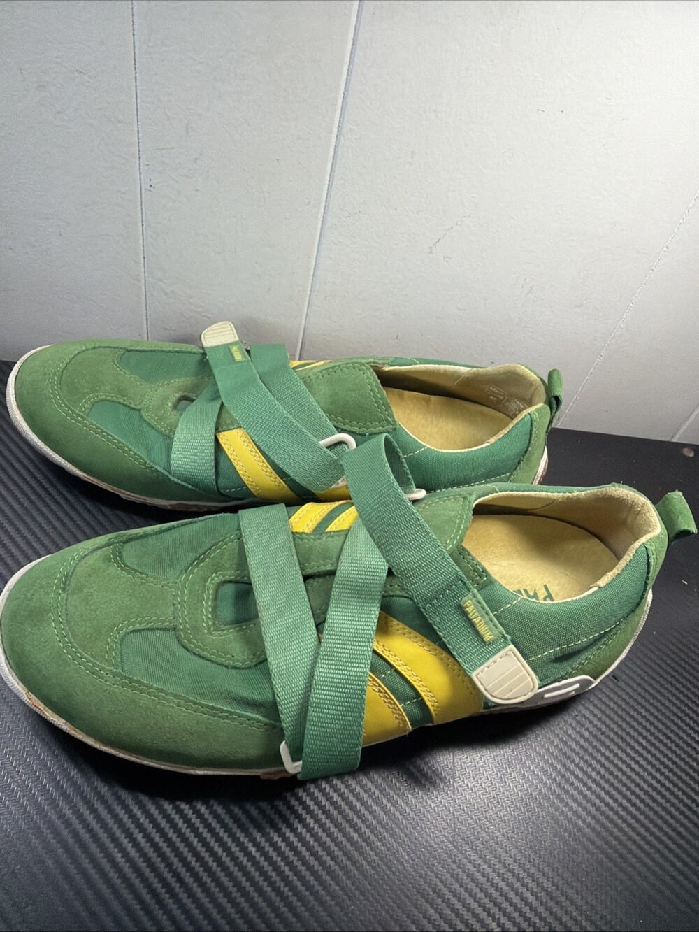 Original PALLADIUM Mens Driving Shoes Size 12 Vintage Green Yellow C4